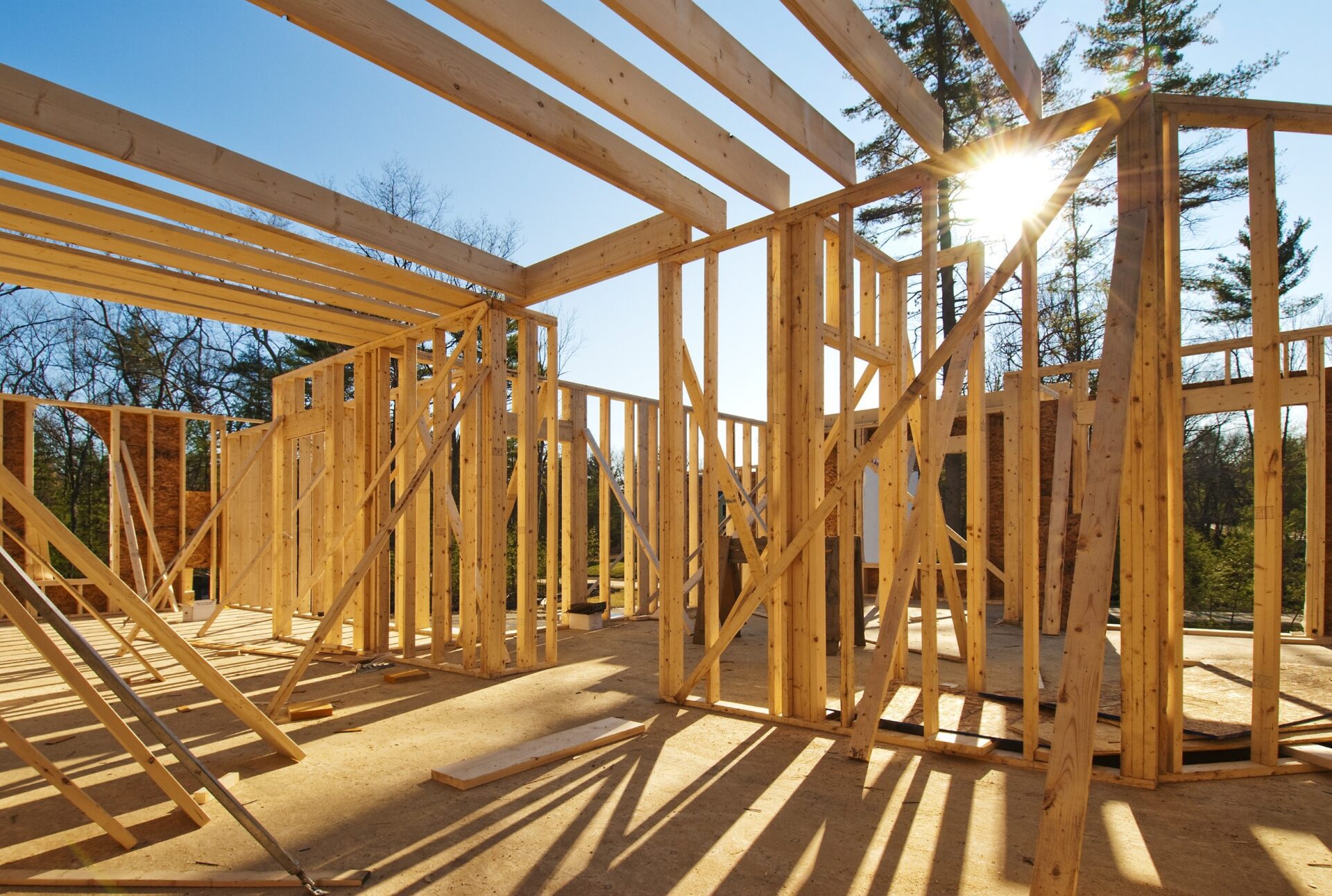 Interior framing of a new house under construction